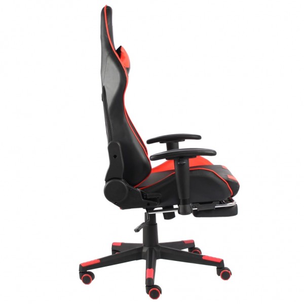 Silla gaming giratoria con reposapiés PVC rojo M 3