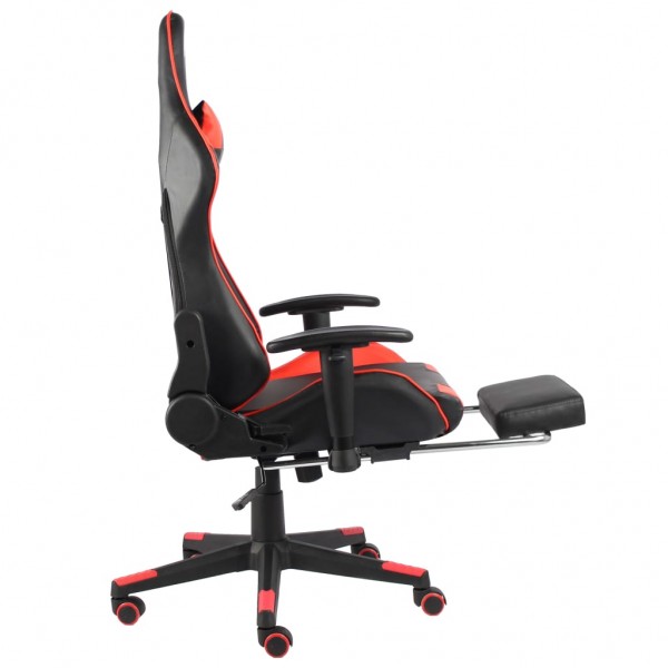 Cadeira de gaming giratória com apoio de pés PVC vermelho M 5