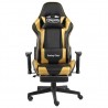 Silla gaming giratoria con reposapiés PVC dorado 2