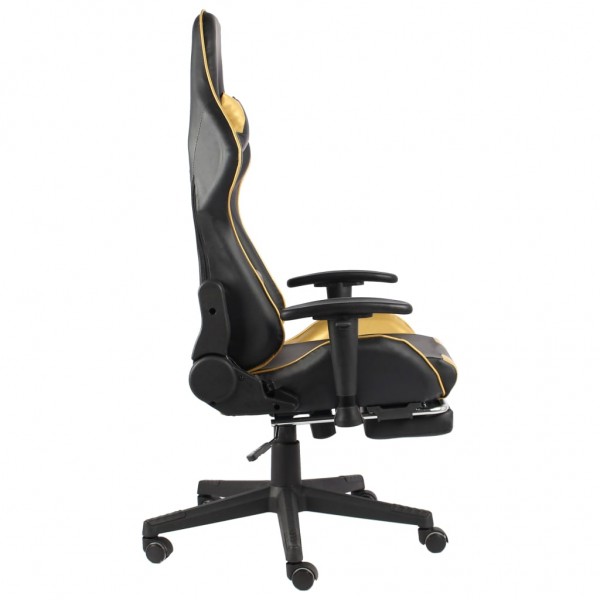 Silla gaming giratoria con reposapiés PVC dorado M 3