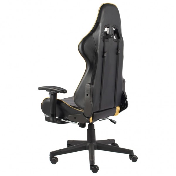 Silla gaming giratoria con reposapiés PVC dorado M 4