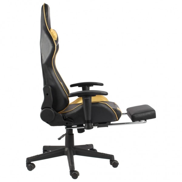 Silla gaming giratoria con reposapiés PVC dorado M 5