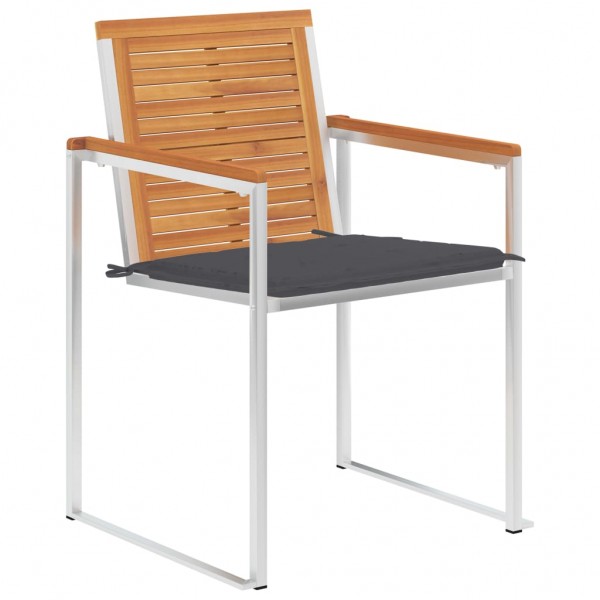 Cadeiras de jardim com almofadões 2 pcs acácia maciça e aço M 3