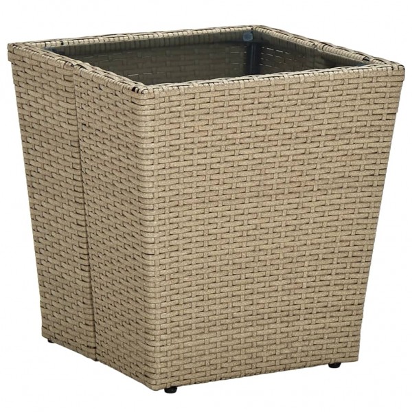 Mesa de centro de ratán PE vidrio templado beige 41.5x41.5x44cm M 2