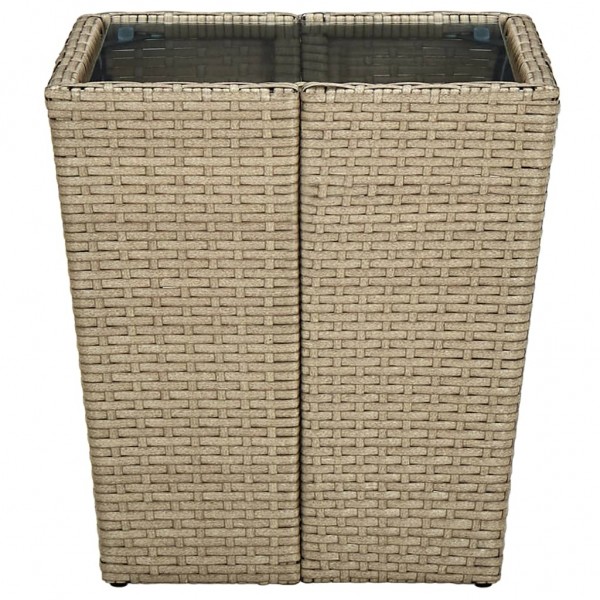 Mesa de centro de ratán PE vidrio templado beige 41.5x41.5x44cm M 4
