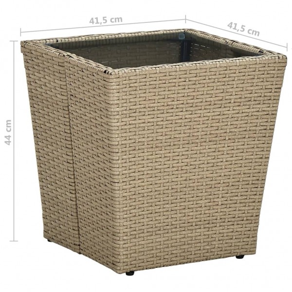 Mesa de centro de ratán PE vidrio templado beige 41.5x41.5x44cm M 5
