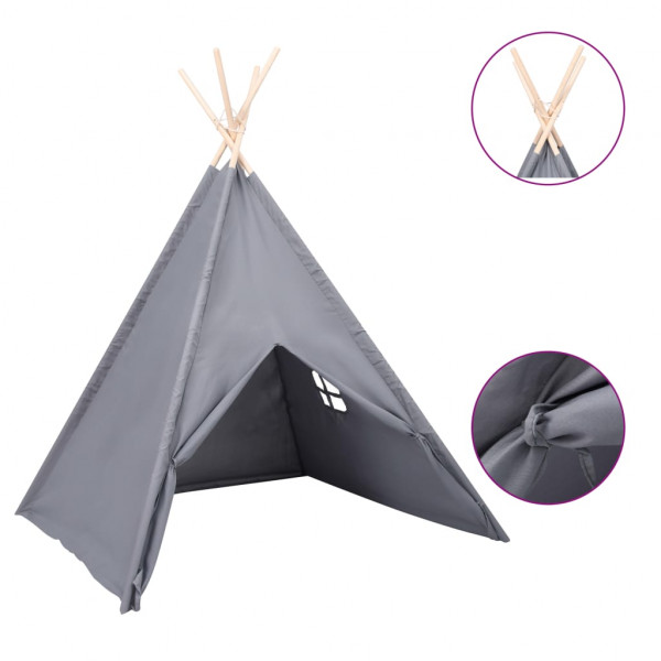 Tienda tipi niños y bolsa piel de melocotón gris 120x120x150cm M 2
