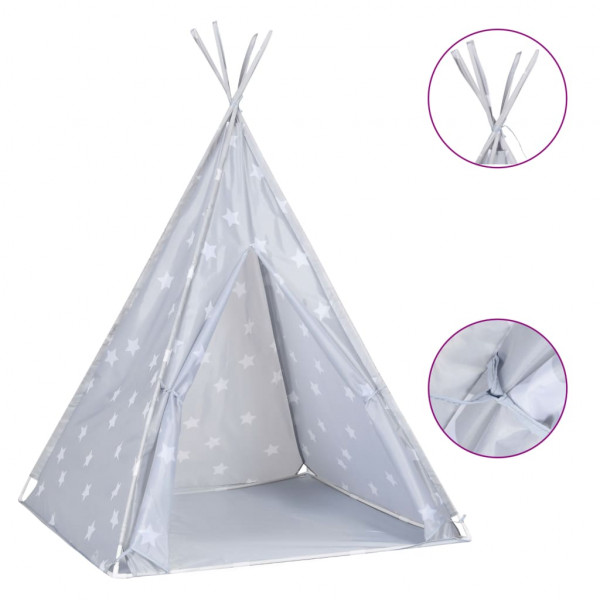 Tienda tipi para niños con bolsa poliéster gris 115x115x160 cm M 2