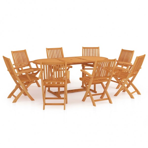 Conjunto de comedor de jardín 9 piezas madera maciza de teca D