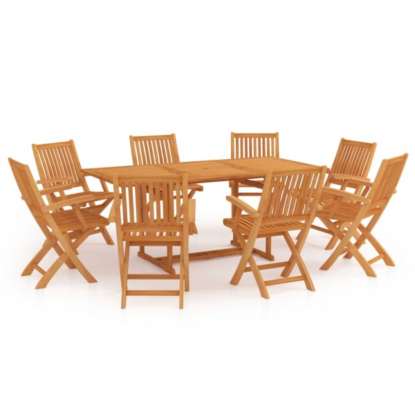 Conjunto de comedor de jardín 9 piezas madera maciza de teca D