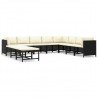 11 pcs conjunto lounge de jardim c/ almofadões vime PE preto 1