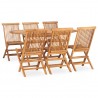 Set de comedor de jardín plegable 7 pzas madera maciza de teca 1