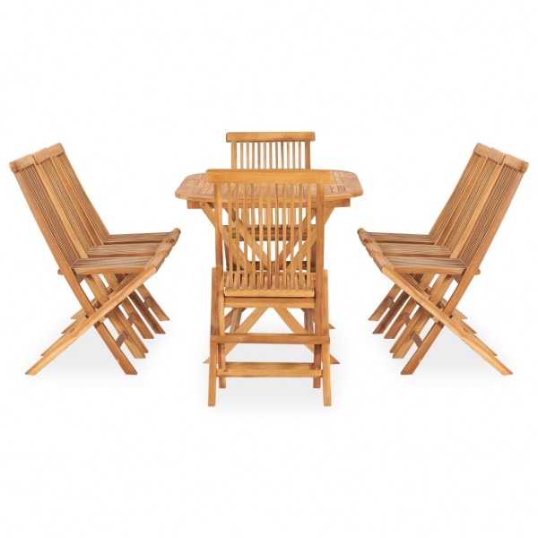 9 pcs conjunto jantar dobrável p/ exterior madeira teca maciça M 2