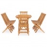 9 pcs conjunto jantar dobrável p/ exterior madeira teca maciça 2