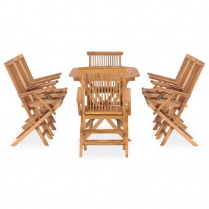 Set de comedor de jardín plegable 9 pzas madera maciza de teca H