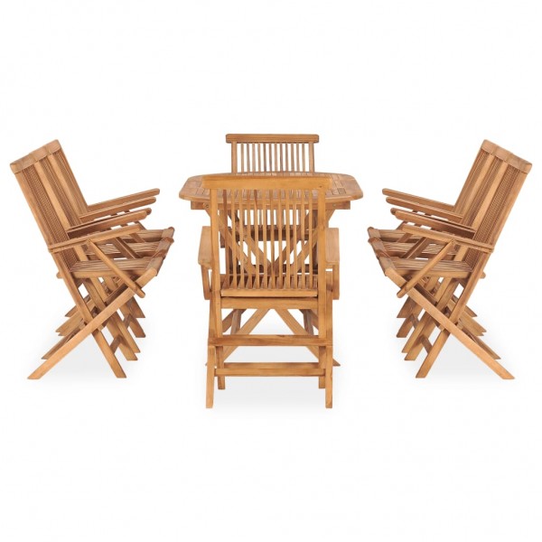 Set de comedor de jardín plegable 9 pzas madera maciza de teca M 2