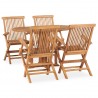 Set de comedor de jardín plegable 5 pzas madera maciza de teca 1