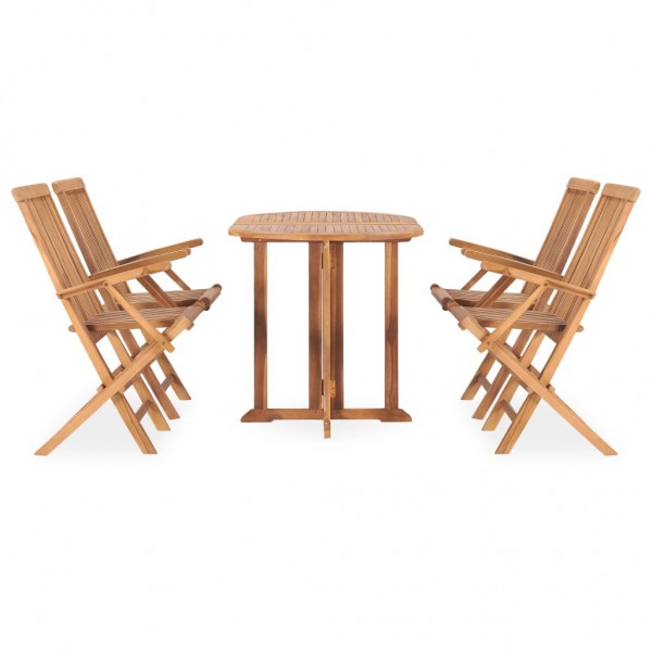 Set de comedor de jardín plegable 5 pzas madera maciza de teca M 2