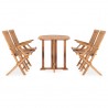 Set de comedor de jardín plegable 5 pzas madera maciza de teca 2
