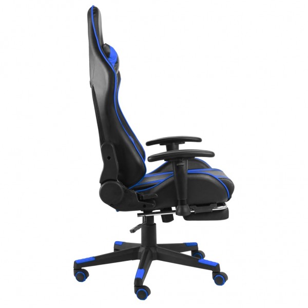 Cadeira de gaming giratória com apoio de pés PVC azul M 3
