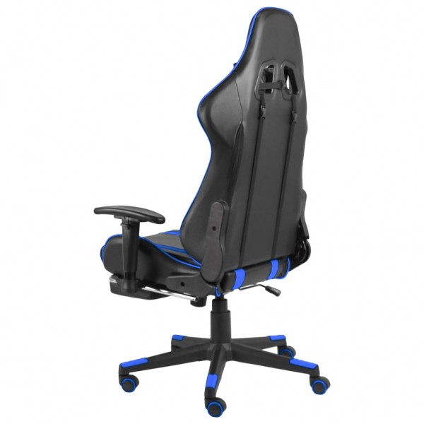 Silla gaming giratoria con reposapiés PVC azul M 4