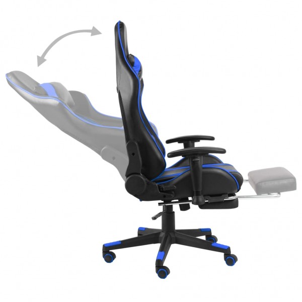 Cadeira de gaming giratória com apoio de pés PVC azul M 5