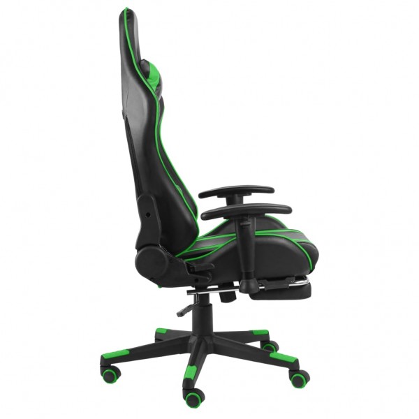 Silla gaming giratoria con reposapiés PVC verde M 3