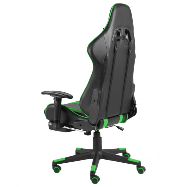 Silla gaming giratoria con reposapiés PVC verde M 4