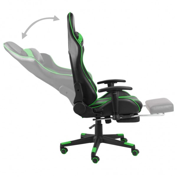 Cadeira de gaming giratória com apoio de pés PVC verde M 5