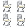 Cadeiras exterior dobráveis c/ almofadões 4 pcs acácia maciça 1