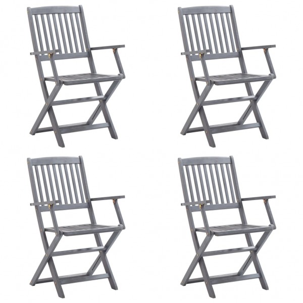 Sillas de jardín plegables 4 uds cojines madera maciza acacia M 2