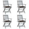 Cadeiras exterior dobráveis c/ almofadões 4 pcs acácia maciça 1