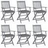 Cadeiras exterior dobráveis c/ almofadões 6 pcs acácia maciça 1