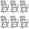 Cadeiras exterior dobráveis c/ almofadões 6 pcs acácia maciça 2