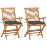 Cadeiras de jardim c/ almofadões antracite 2 pcs teca maciça 1
