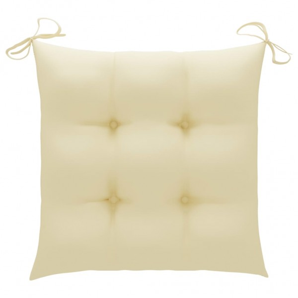 Cadeiras de jardim c/ almofadões branco nata 3 pcs teca maciça M 4