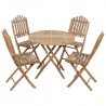 Juego de comedor de jardín plegable con cojines 5 piezas bambú 2