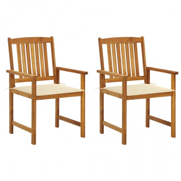 Sillas de jardín con cojines 2 unidades madera maciza de acacia D