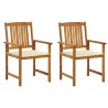 Cadeiras de jardim com almofadões 2 pcs acácia maciça 1