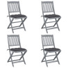 Cadeiras exterior dobráveis c/ almofadões 4 pcs acácia maciça 1