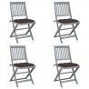 Cadeiras exterior dobráveis c/ almofadões 4 pcs acácia maciça 1