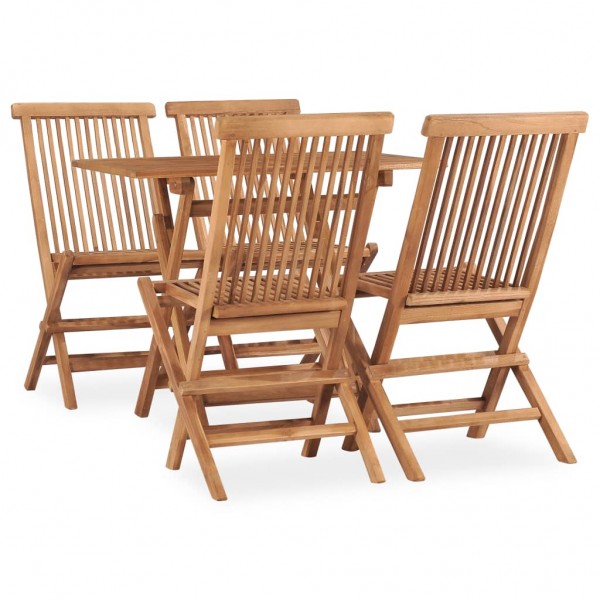 Set de comedor de jardín plegable 5 pzas madera maciza de teca D