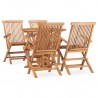 Set de comedor de jardín plegable 5 pzas madera maciza de teca 1