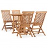 Set de comedor de jardín plegable 5 pzas madera maciza de teca 1