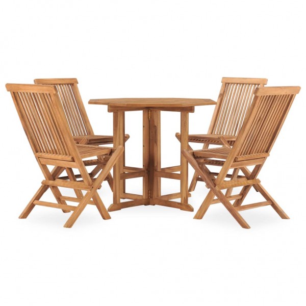Set de comedor de jardín plegable 5 pzas madera maciza de teca M 2
