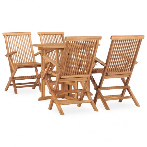 Set de comedor de jardín plegable 5 pzas madera maciza de teca D