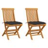 Cadeiras de jardim c/ almofadões antracite 2 pcs teca maciça 1