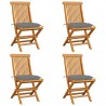 Cadeiras de jardim c/ almofadões cinzentos 4 pcs teca maciça 1