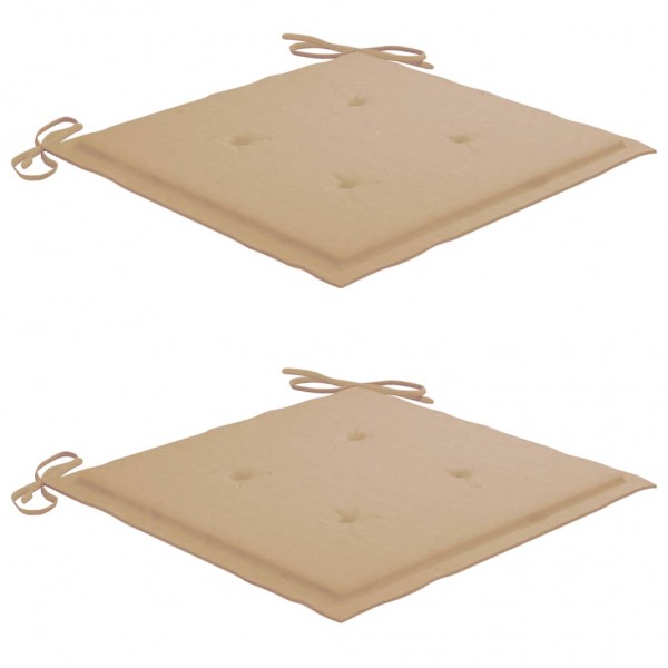 Cadeiras de jardim c/ almofadões beges 2 pcs teca maciça M 5