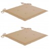 Sillas de jardín 2 uds madera maciza de teca con cojines beige 5